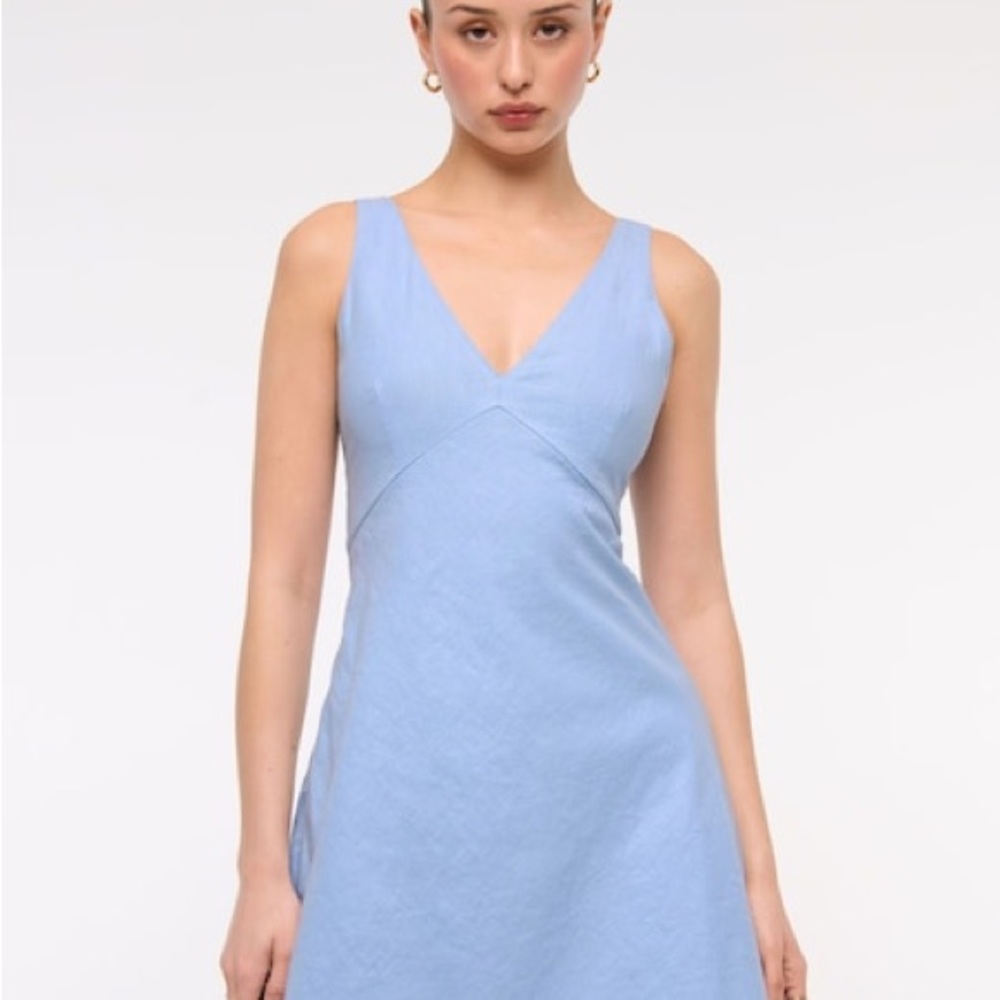 NWT - Abercrombie & Fitch Linen Mini Dress – XS – Petite Friendly – Soft Blue